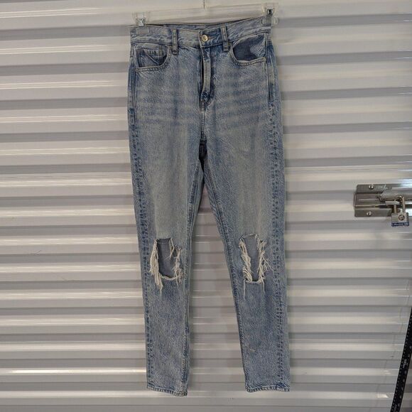 American Eagle Size 00 Long Distressed Mom Jeans - Picture 1 of 8
